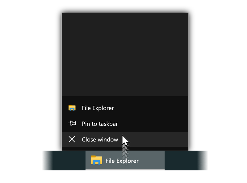 Right click + taskbar button = Move pointer to Close window